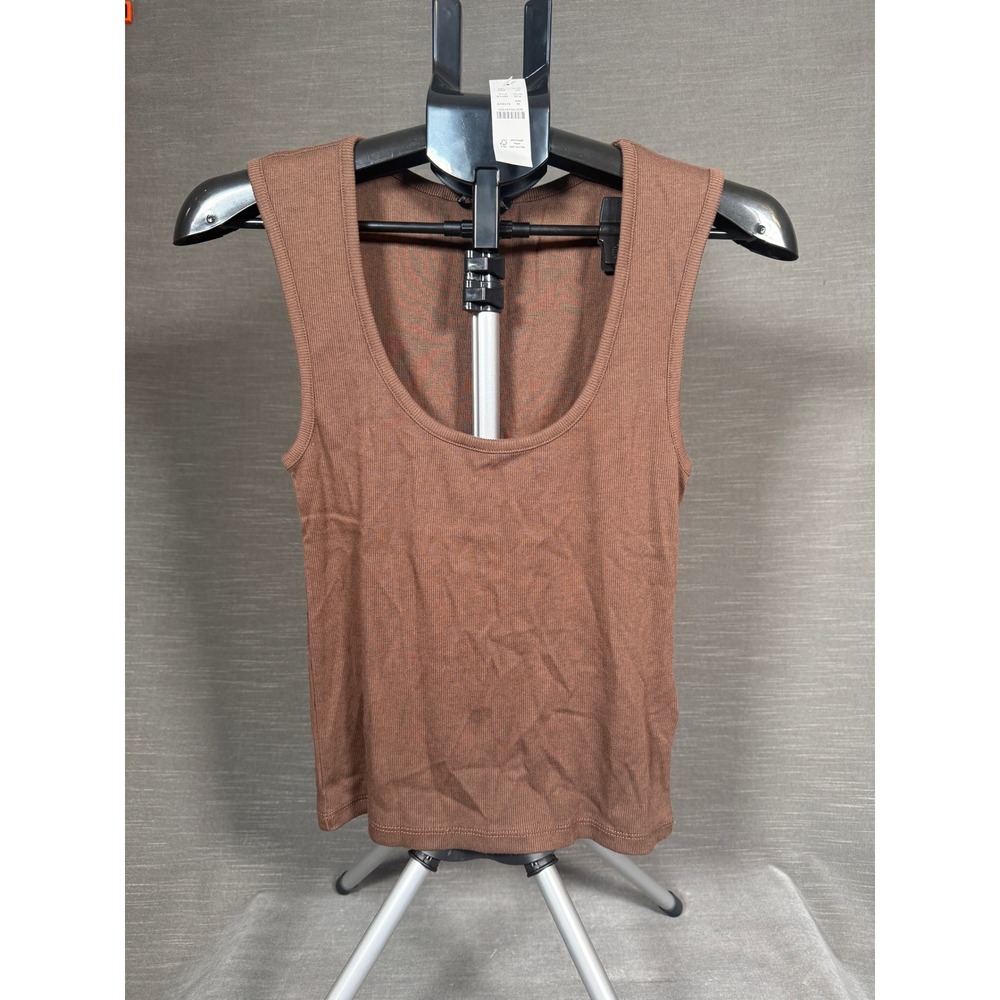 J.Crew Womens Ribbed Scoop Neck Tank Top Brown BY388 SU24